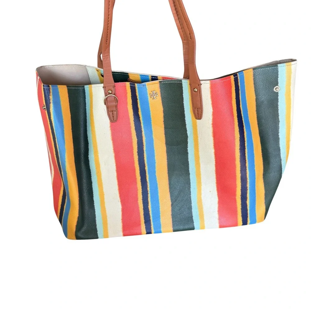 Tory Burch Kerrington Square Balloon Stripe Tote Bag
